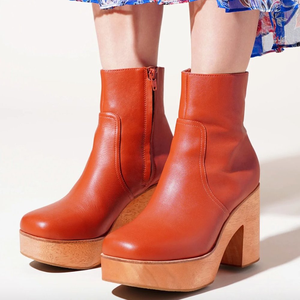 Charlotte Stone Terracotta Heeled Boots